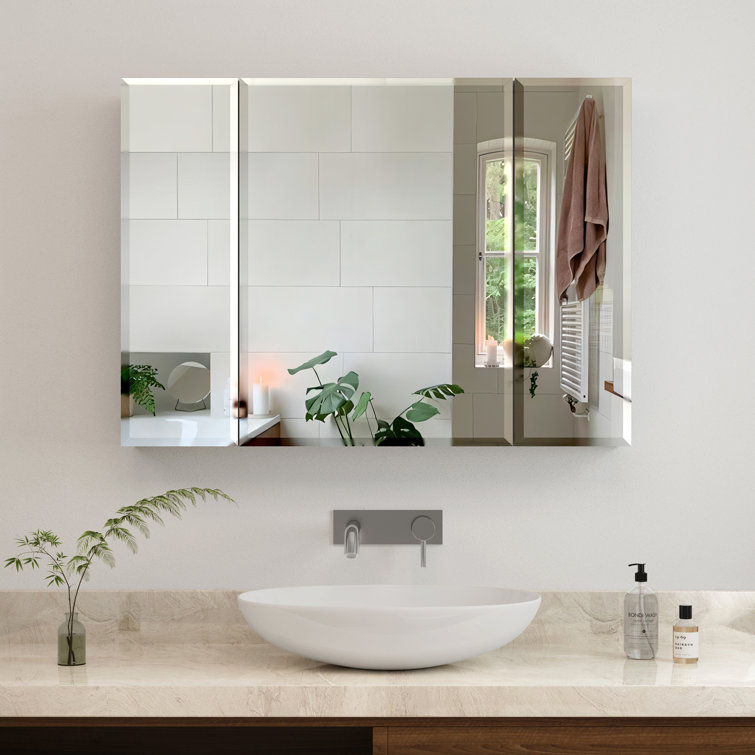 36x26 Inch Aluminum Bathroom Medicine Cabinet Soft closing Hinges Adjustable Shelves Waterproof Rust resistant